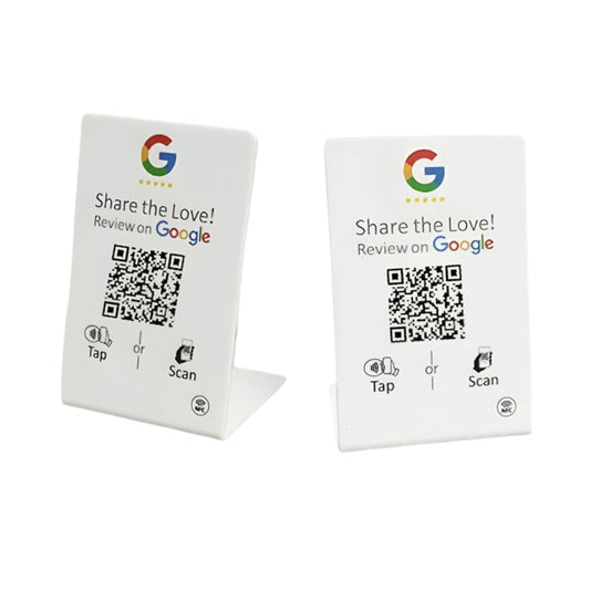 Google review stand/scanner with LOGO, QR code